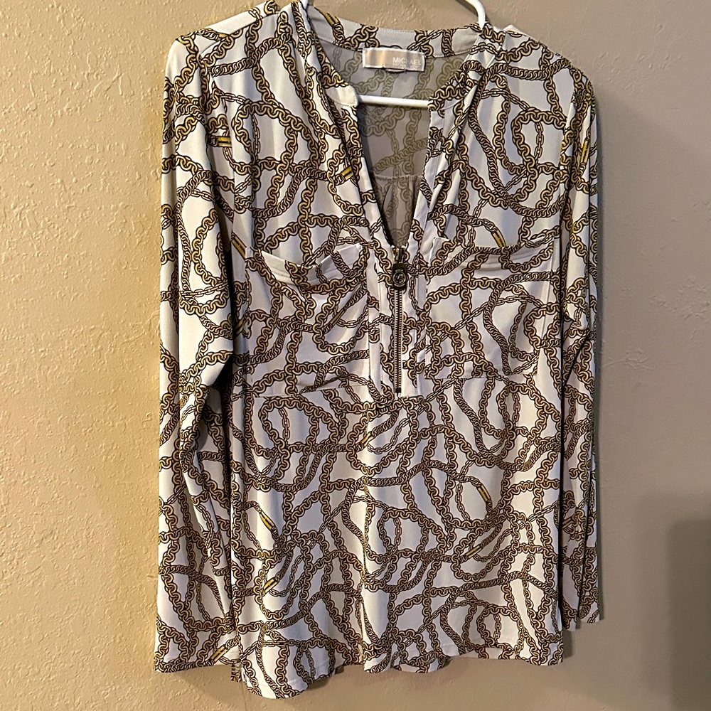 Michael Kors Chain Pattern Top in Cream and Gold